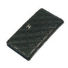 CHANEL Khaki Black Patent Long Flap Wallet (Model A31509) 153350843 [P]