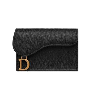 Dior Saddle Card Wallet Holder Black Calfskin 57645030