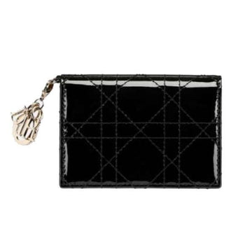 Dior Lady Bloom Card Holder in Black Patent Cannage 57645105