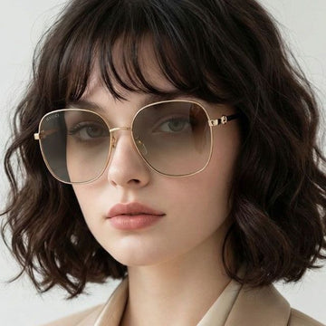 Gucci Sunglasses GG1089SA 002 Square Oversized Gold Frame Asian Fit Luxury Daily 134033587