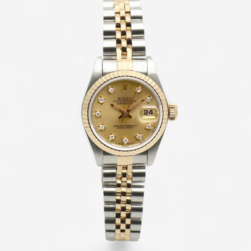 ROLEX 69173 デイトジャスト 26 レディース コンビウォッチ アフターセッティング テンポイントダイヤ 1995年製 153365531