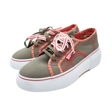 MaxMara Superga Olive Green Canvas Sneakers 38 153365537