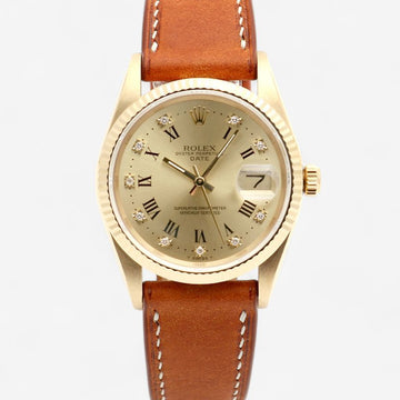 ROLEX Oyster Perpetual Date 15238 Herren Unisex Gold-Uhr 34 Original Diamanten 1989 153366480
