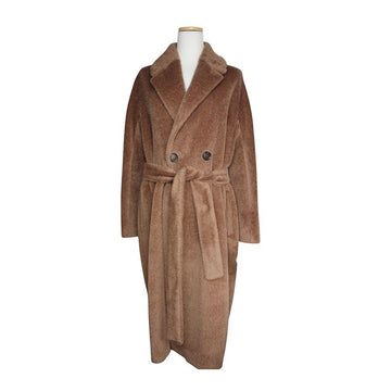 MAXMARA ブラウンアルパカミックスベルトコート 44 153366932