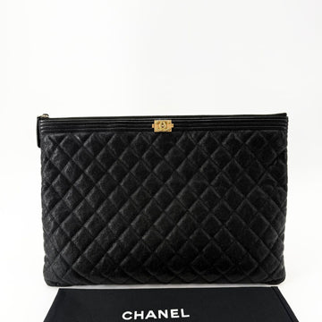 CHANEL Caviar Gold Boy Clutch Large 153366970
