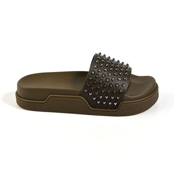 Christian Louboutin Pool Fun Flat Slide Slipper Khaki 1211099 E410 153367816
