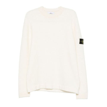 STONE ISLAND Fancy Yarn Gebürstete Textur Wolle Rundhals Pullover Ivory 5100056 S00N2 V0093 150740189