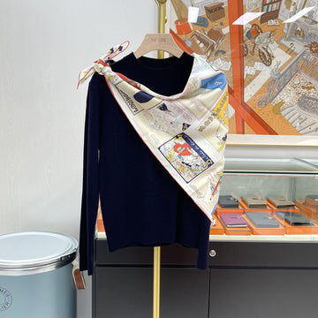 Hermes Carré 90 On Est Bien Ici Scarf Cream/Rose H004298 153194417