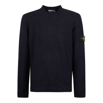 Stone Island Fancy Yarn Brushed Texture Wool Crewneck Sweater Navy 5100056 S00N2 V0020 150740815