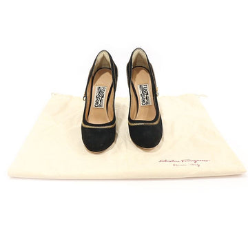 SALVATORE FERRAGAMO Schwarze Wildleder Gancini Reißverschluss RORY Pumps Damen Schuhe 0551324 153369735