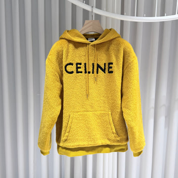CELINE グリッター ロゴ アルパカ フード Tシャツ イエロー 153374499