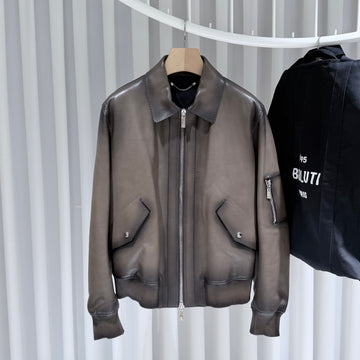BERLUTI (A+/48) / カーフスキンレザーボンバージャケット 153380826