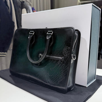 Berluti Leather Briefcase Green Patina A+ 153382344