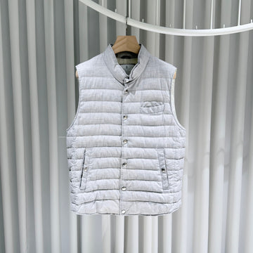 Brunello Cucinelli (A+/XL) / Linen Wool Gray Down Vest 153382682