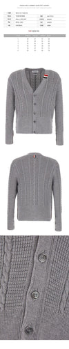 Thom Browne 24SS Cable Stitch V-Neck Wool Cardigan Light Grey MKC513A Y1024 055 75833055 [P]