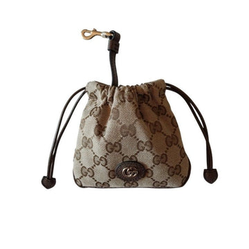 GUCCI ミニチュア GGキャンバス ミニ ドローストリング ナノ ポーチ バッグチャーム キーリング ベージュ ブラウン 837666 153394945