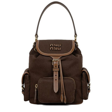 Miu Miu 25FW Cocoa Brown Brandy Canvas Backpack 5BZ043 2IBQ F04KB 153407077