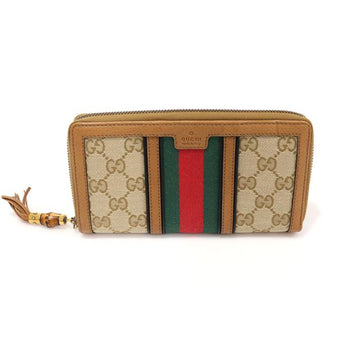 GUCCI 353651 GGロゴ ジャガード WEB バンブーテスル WEB RANIA ジッパー長財布 153415669