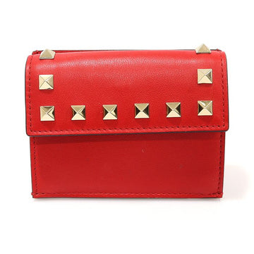 VALENTINO レッドカーフスキンロックスタッドフラップカードケース 153415914