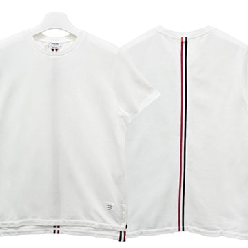 THOM BROWNE コットンピケセンターバックスリーブストライプリラックスフィット半袖Tシャツ 123478820
