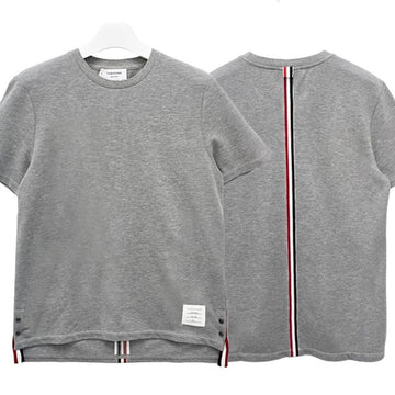 Thom Browne Cotton Pique Centerback Stripe Relaxed Fit Short Sleeve T-Shirt Light Grey 123478791