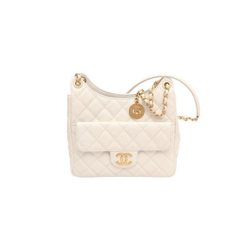 CHANEL Shiny Caviar Hobo Bag with Gold Chain Shoulder and Crossbody Bag AS3690 23800284 153433686