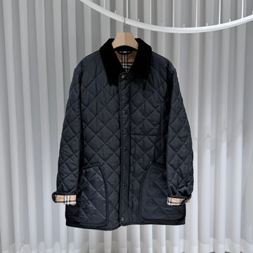 BURBERRY コーデュロイ ダイアモンド キルティング ランフォード コート ブラック 153447782