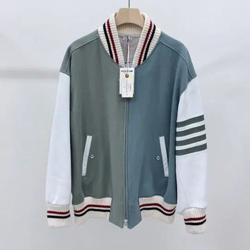 Thom Browne Diagonal Armband Hector Leather Varsity Bomber Jacket 153447922