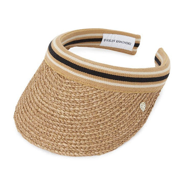 Helen Kaminski 26SS Bianca 8 Visor HAT52203 Nougat Black Stripe 153451166