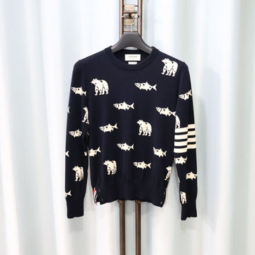 Thom Browne Diagonal Bear and Salmon Wool Knit 1/90 153457958