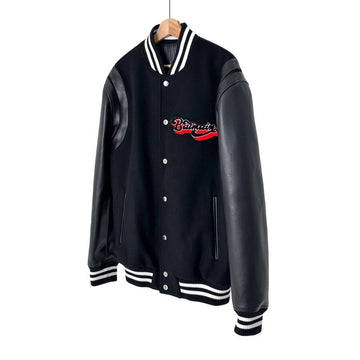 Balmain Men's Wool Leather Teddy Varsity Blouson Jacket 50 143524752