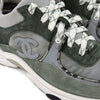 CHANEL CC Logo Cruise Trainer Sneakers Grey Green 36.5 146721573 [P]