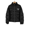 Prada Men's Nylon Logo Quilted High Neck Gabardine Short Padding Jacket Black 150658324 [P]