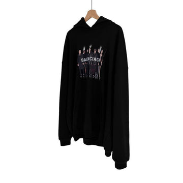 BALENCIAGA M Herren Artwork Real Logo Oversized Hoodie T-Shirt Schwarz 620973 TIVA2 1000 149503607