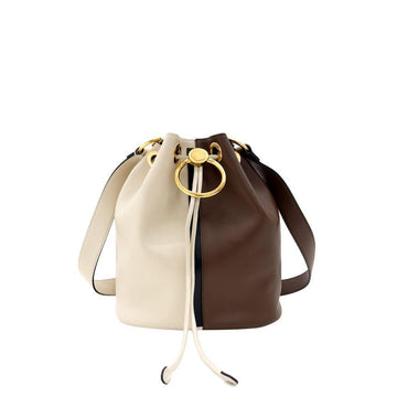 Marni Color Block Two-Tone Leather Bucket Bag Shoulder Bag Brown Beige 149078555
