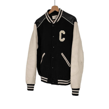 CELINE [ラグジュアリービアール] [50] メンズ Cロゴ ウール レザー クラシック テクスチャード テディ バーシティ ジャケット 2V56D896C.38NO 147875514