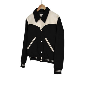 CELINE [名品ビアール] [46] 男性用ウールレザーウェスタンテディバルジブルゾンジャケット ブラック 38NO 144188380