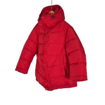 BALENCIAGA 女性ニュースイングネックロゴパファーダウンフードパディングジャケットレッド34 143729536