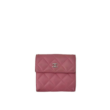 CHANEL Damen CC Logo Lammleder Klassisch Snap Flap Brieftasche Pink A48980 133251290 143719821