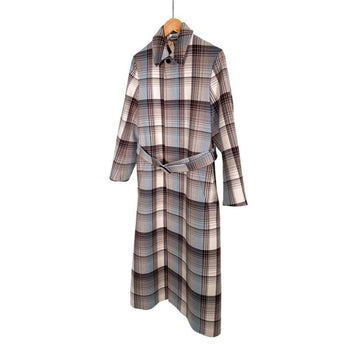 Auralee Maxi Melton Belted Check Wool Long Coat 0 143525161