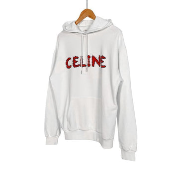 CELINE Hoodie mit Strasssteinen aus Baumwollfleece Off White 143521163