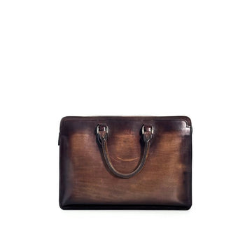 HERMES ベルルッティ メンズ デジュール レザー ブリーフケース トートバッグ ブラウン 143520672