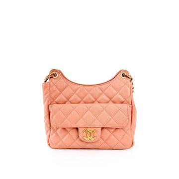 CHANEL Ladies' Shiny Crumpled Hobo Bag Caviar Pocket Chain Crossbody Shoulder Bag Pink AS3690 B10233 NM375 143407216