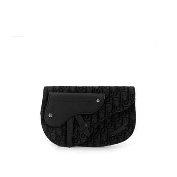 DIOR メンズオブリークジャカードメッセンジャーサドルバッグポーチクロスバッグブラック 141875069