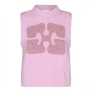 Ganni Pink Graphic Wool Blend Vest 151058605