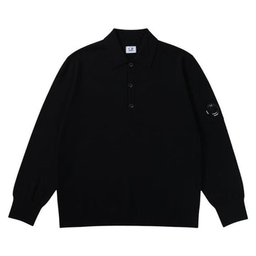 CP COMPANY Linsenapplikation Herren Polo Langarmshirt 19CMKN038A 005528A 999 149054272