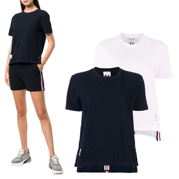 Thom Browne White and Navy Short Sleeve T-Shirt FJS013A 153467642