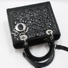DIOR ブラック ペイタン ストレッチ カナージュ ミディアム シルバーショルダーバッグ 153471975 [P]
