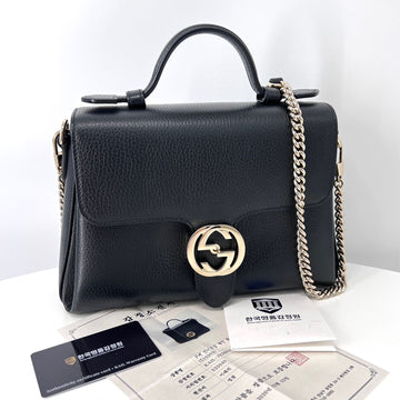 GUCCI インターロッキング トップハンドル チェーン ショルダーバッグ ブラック (510302) 153550461