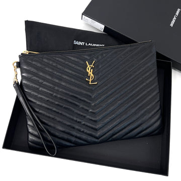 SAINT LAURENT モノグラム マトラッセ クラッチバッグ ブラック (559193) 153552894